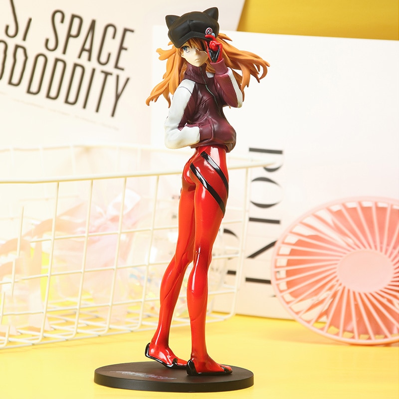 24CM Anime NEON GENESIS EVANGELION EVA Asuka Langley Soryu Cat ear cap Figure PVC Model Toys 1 - Evangelion Plush