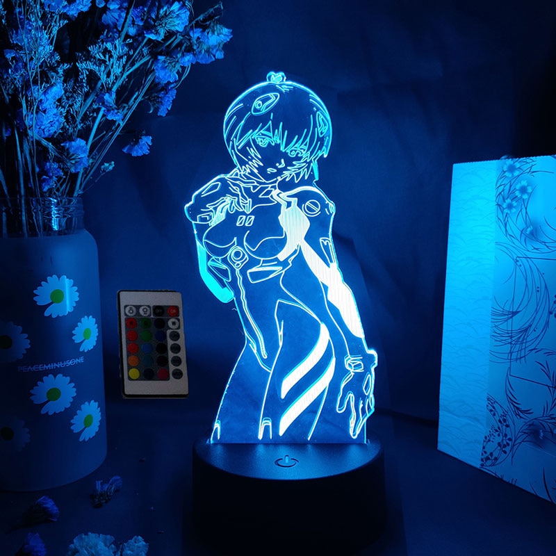 Anime Evangelion 3D LED Nightlight Ayanami Rei Asuka Langley Soryu Color Change Desk Lamp Touch Button 2 - Evangelion Plush