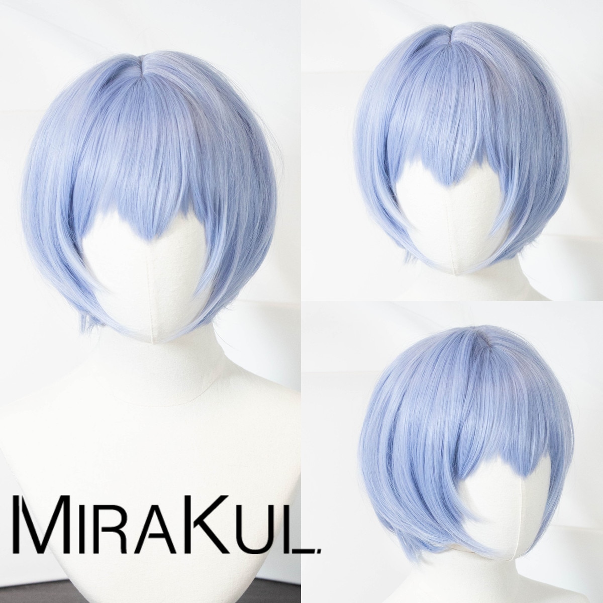 MIRAKUL Ayanami Rei EVA Evangelion 30cm Authentic Cosplay Costume Wig Heat Resistant Hair Style Fiber 1 - Evangelion Plush