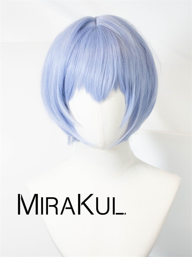 MIRAKUL Ayanami Rei EVA Evangelion 30cm Authentic Cosplay Costume Wig Heat Resistant Hair Style Fiber 2 - Evangelion Plush