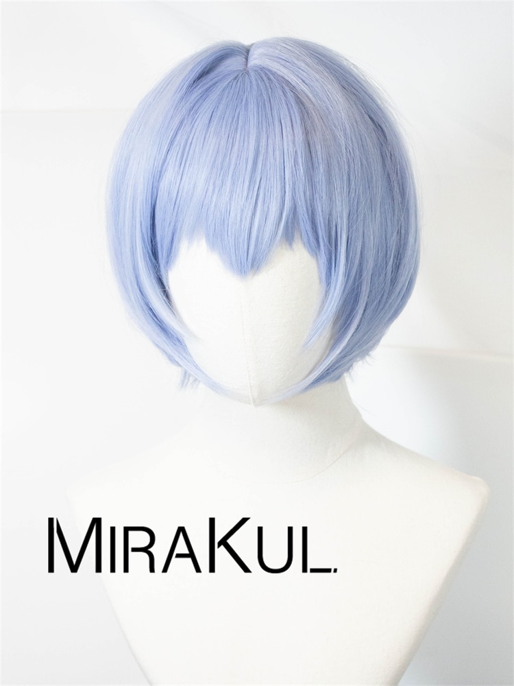 MIRAKUL Ayanami Rei EVA Evangelion 30cm Authentic Cosplay Costume Wig Heat Resistant Hair Style Fiber 3 - Evangelion Plush