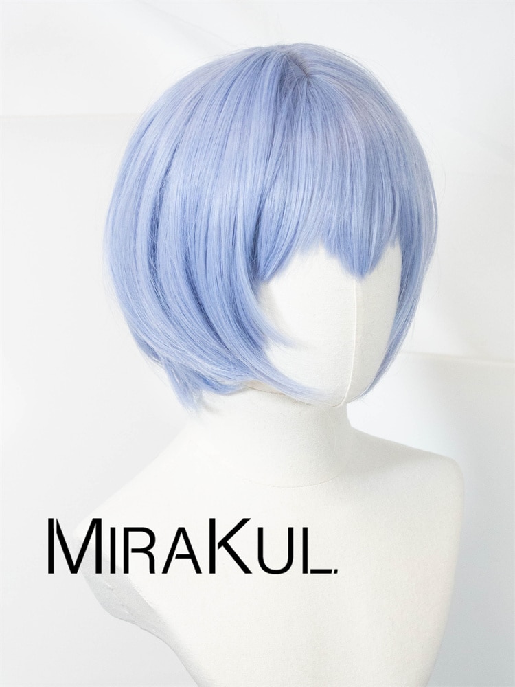 MIRAKUL Ayanami Rei EVA Evangelion 30cm Authentic Cosplay Costume Wig Heat Resistant Hair Style Fiber 4 - Evangelion Plush