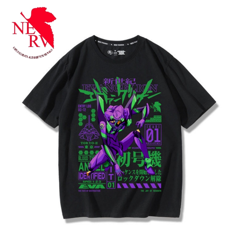 Neon Genesis Evangelion Joint T shirt Short Sleeve New Evangelion No 1 Machine Loose Anime Peripheral 1 - Evangelion Plush