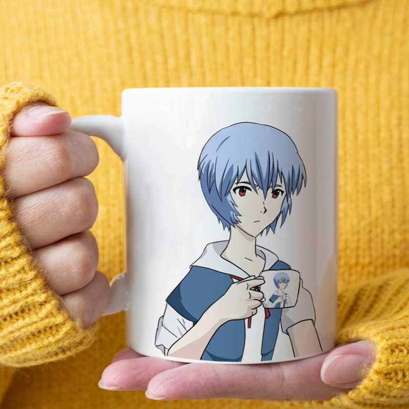 New Anime NEON GENESIS EVANGELION EVA Ayanami Rei Asuka kawaii Figure model ceramic mug Water cup 2 - Evangelion Plush
